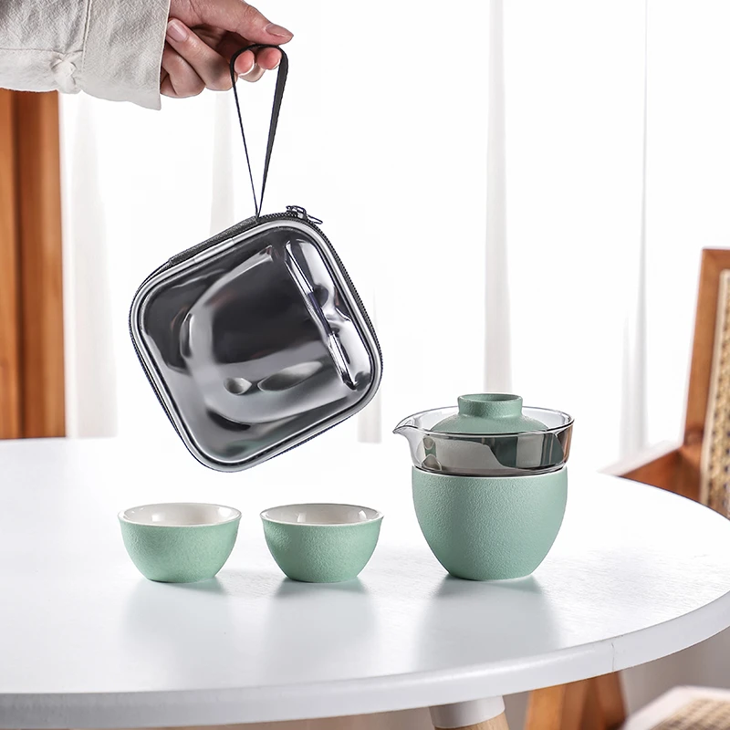 允而便携式旅行茶具随身户外露营泡茶壶茶杯简约快客杯一壶三杯