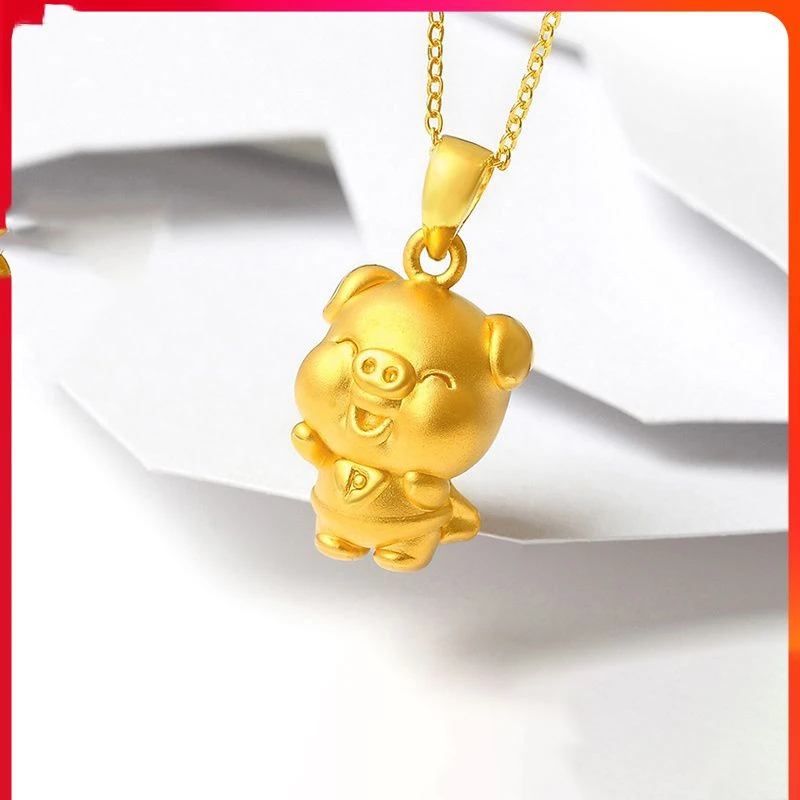 铜合金吊坠 超人猪金色吊坠金猪项链女转运珠金猪挂坠本命年猪