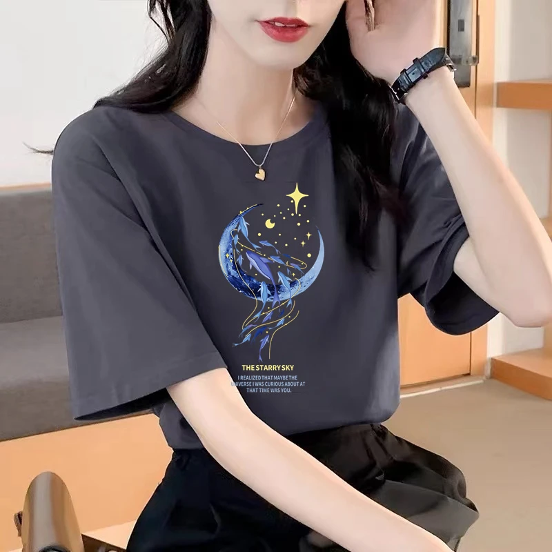 女生夏季宽松T恤短袖新款正肩半袖体恤ins潮宽松显瘦百搭洋气上衣