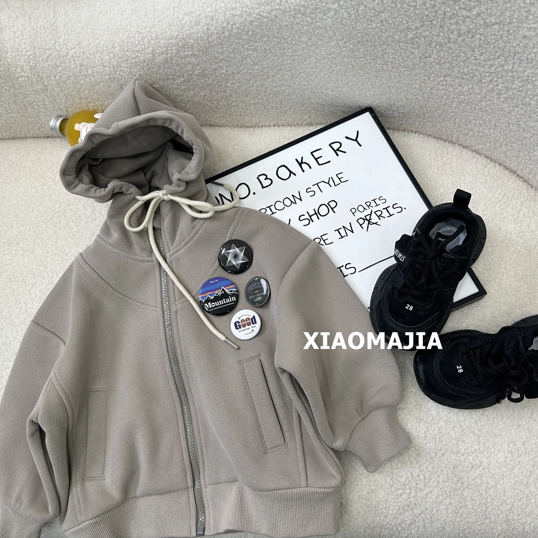 现货-秋冬一体绒亲子款连帽外套儿童穿搭男童外套女童D-9399