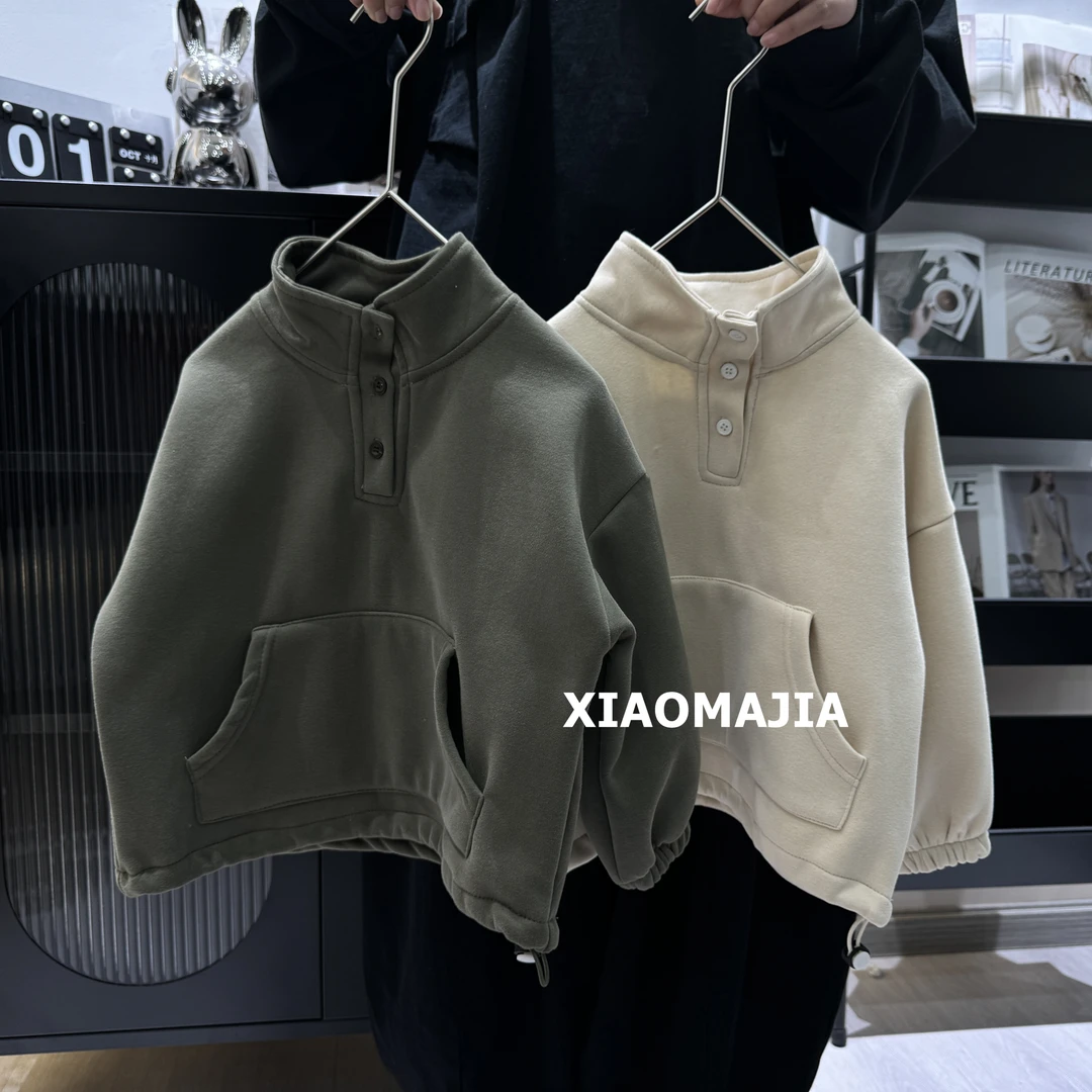 现货-冬季一体绒卫衣加绒保暖儿童中性款男童女童卫衣【D-97182】