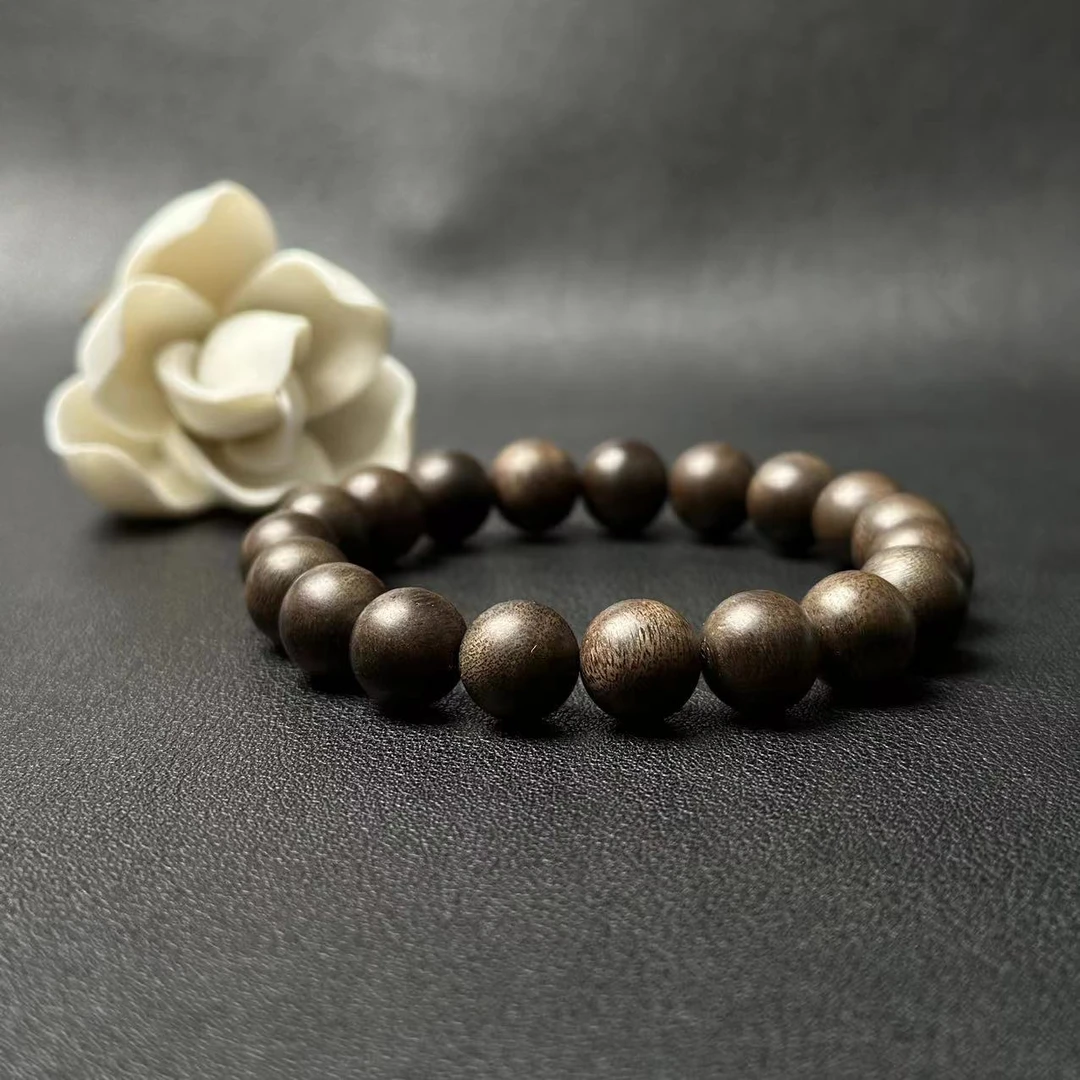 【三一】Z006沉香芽庄绿奇楠1.0单圈圆珠手串