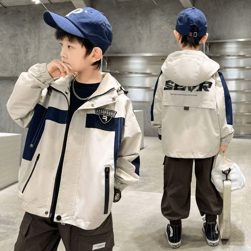 男童冲锋衣外套春季开衫连帽外套