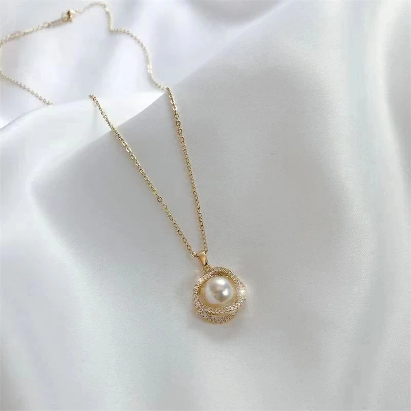 合金仿珍珠项链 螺旋仿珍珠项链时尚气质轻奢复古