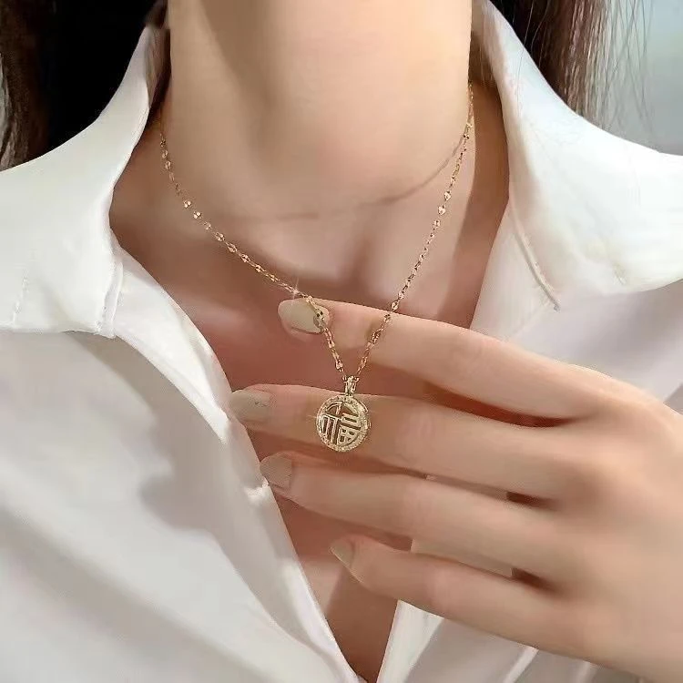 钛钢项链 新款福子项链高级感锁骨链轻奢时尚气质