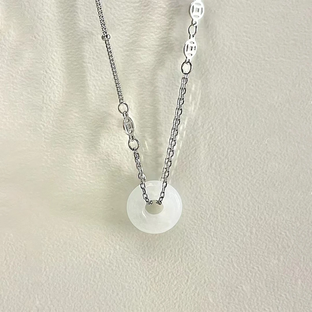 合金项链 白平安扣项链时尚百搭气质轻奢简约