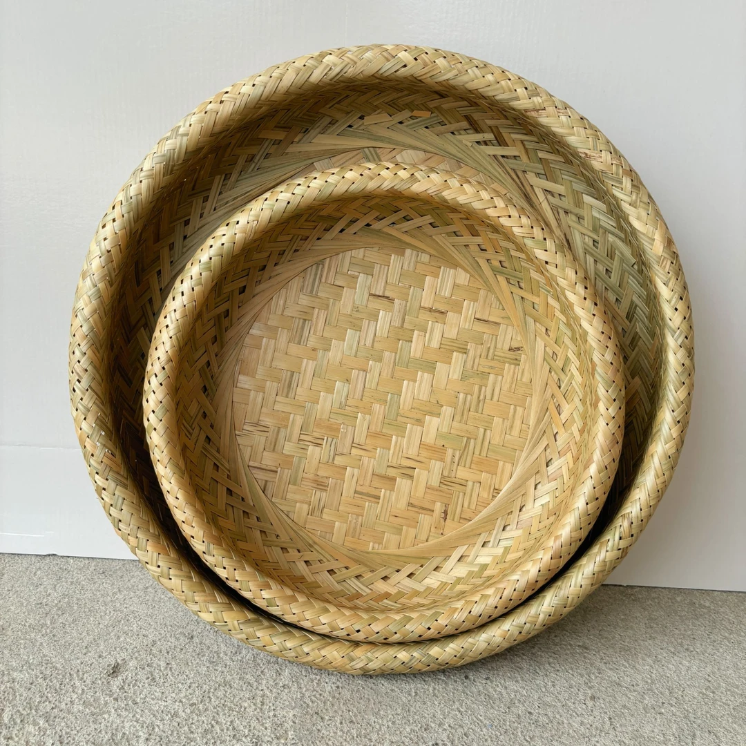 竹青30+40双层编织收纳篮子鸟巢型