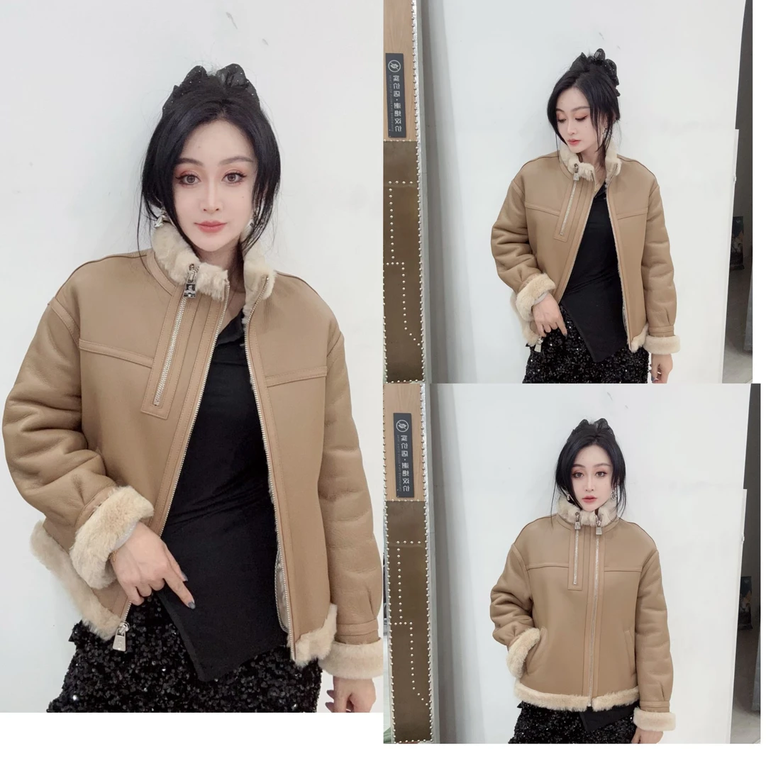 休闲款皮毛一体外套