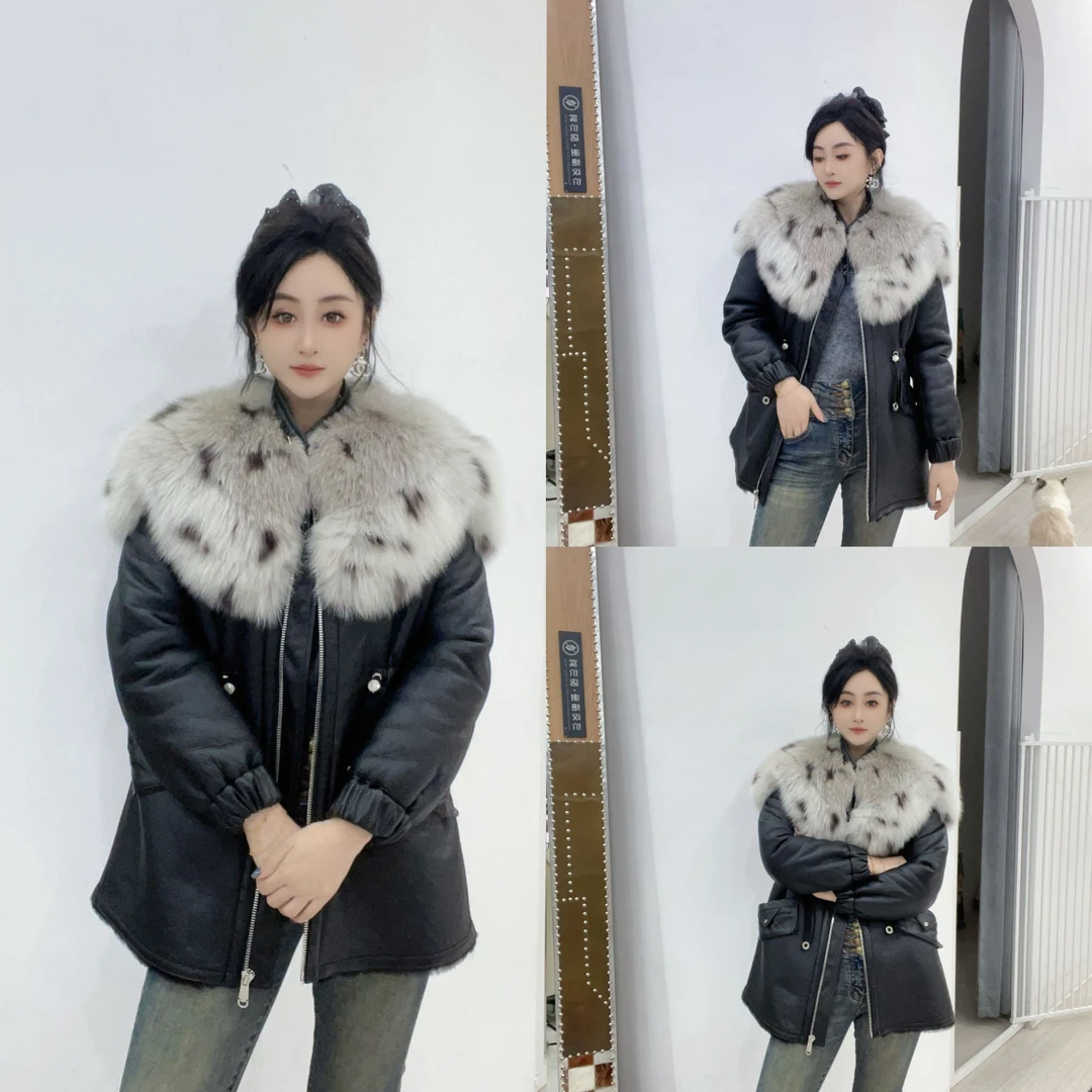 中长款皮毛一体外套