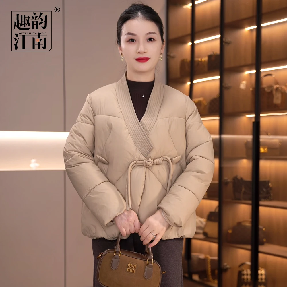 趣韵江南妈妈装国风气质外套短款时尚百搭秋冬洋气宽松中老年棉服