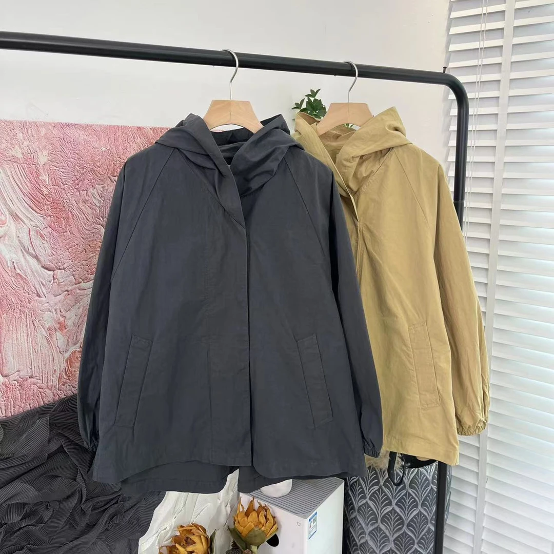 日常百搭「廓形连帽 宽松大版」休闲防风外套E2152