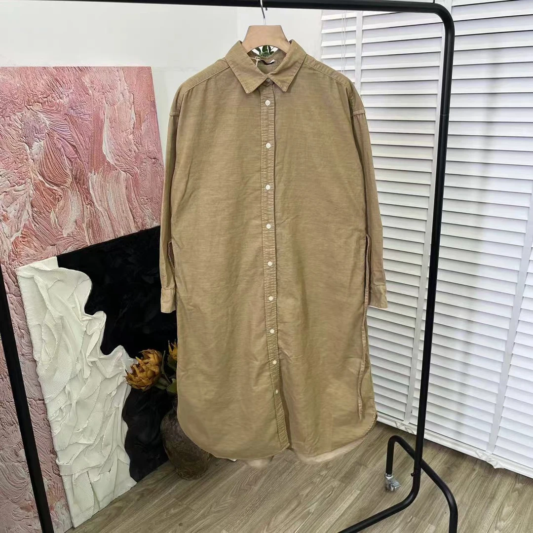 日系秋冬文艺「灯芯绒单排扣」长袖连衣裙E2985