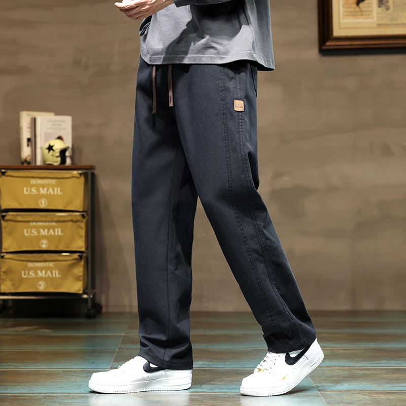 秋款休闲裤男士直筒修身2023新款时尚男裤百搭潮流阔腿长裤子男