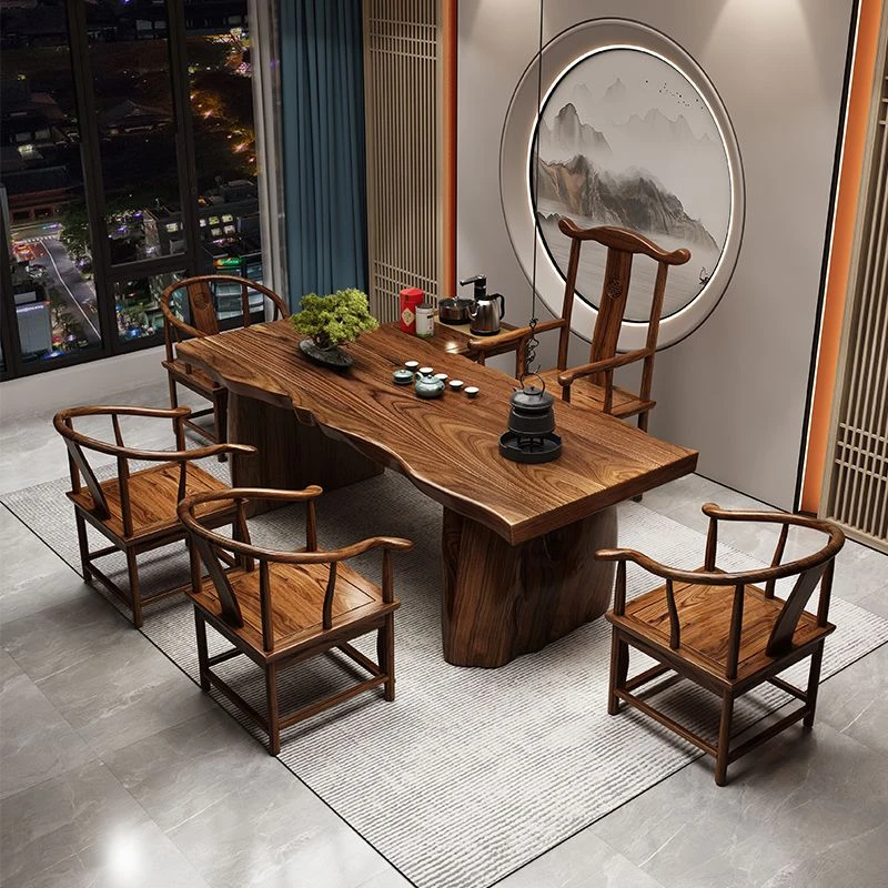 茶桌椅组合一桌五椅家用新中式功夫茶台茶桌茶台客厅阳台办公室