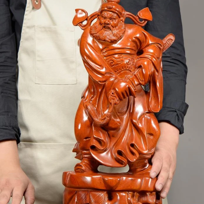 花梨实木雕刻钟馗摆件根雕福神钟馗天师红木办公室家居装饰工艺品