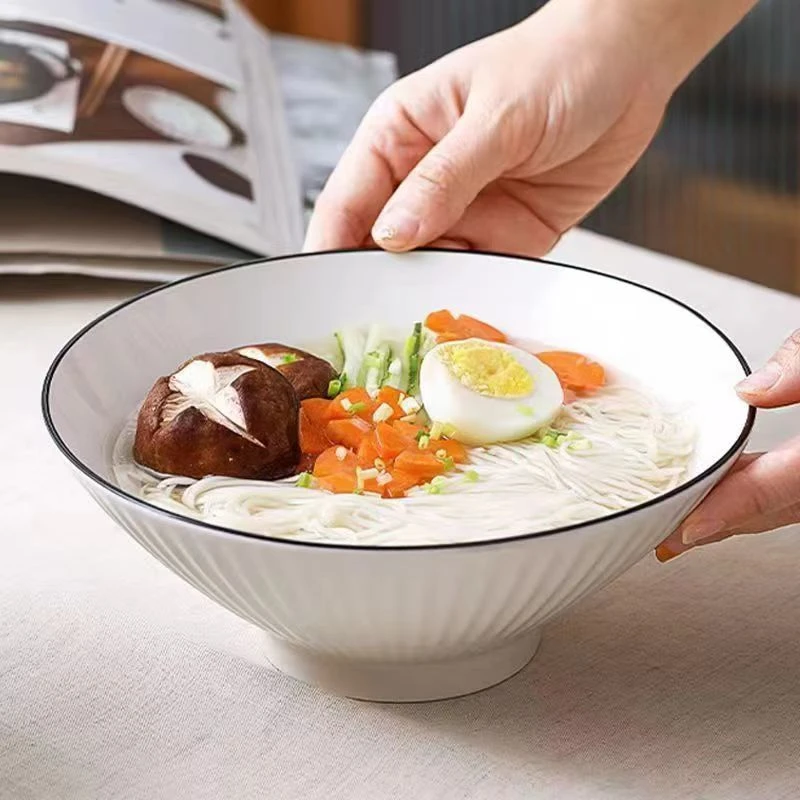 面碗家用8英寸吃面专用碗网红喇叭碗日式斗笠碗陶瓷大号碗陶瓷碗