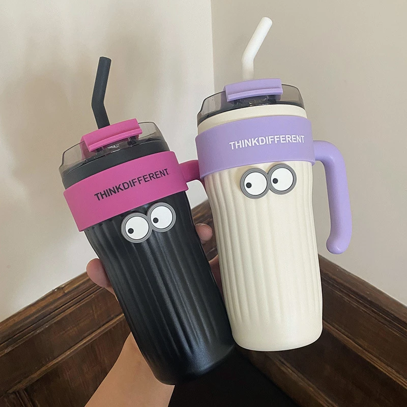 美式保温杯316不锈钢咖啡杯带手柄吸管 冰霸巨无霸大容量水杯