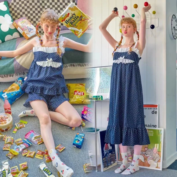 延吉优佰家/韩国UL家棉质分体睡衣/睡裙23147