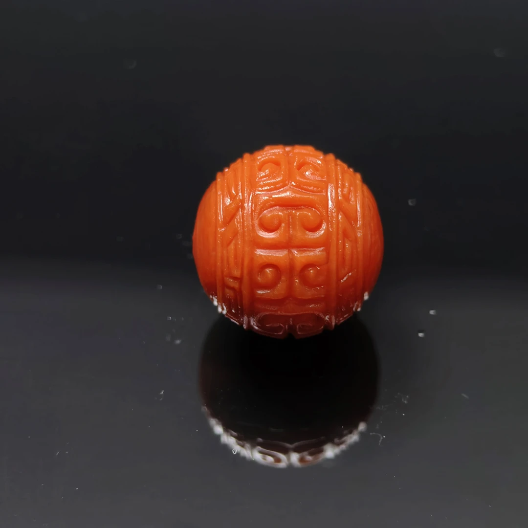 保山南红柿子红回纹珠单珠配珠南红玛瑙文玩配饰天然保真哑光珠子