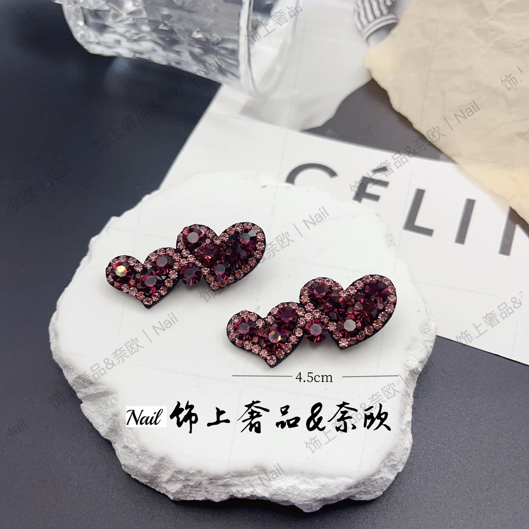 【饰上奢品&NAIL】SQ008-设计师系列6639满钻爱心鸭嘴刘海侧边夹