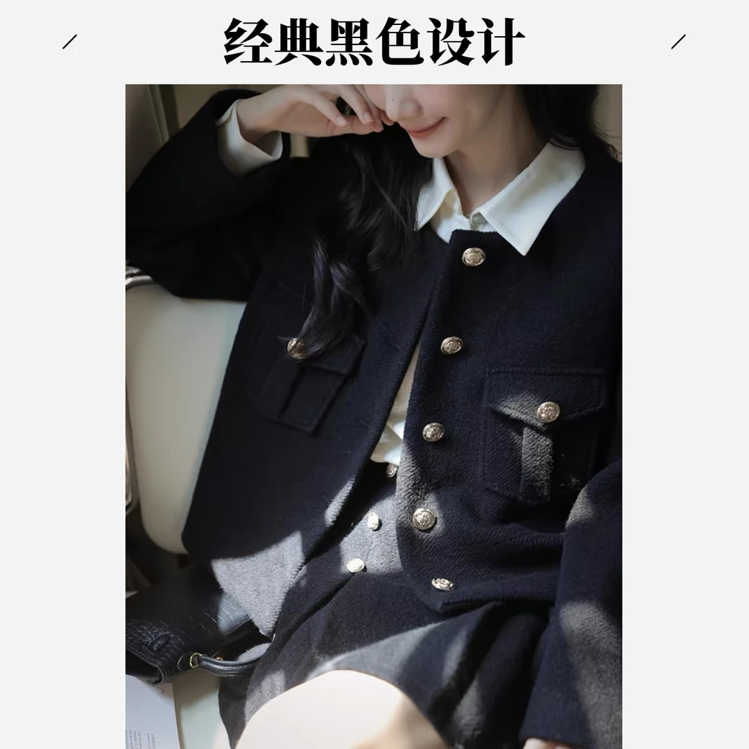 秋冬季大码女装法式高级感气质小香风外套半身裙两件套套装131