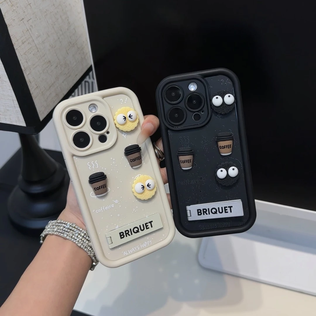 可爱立体煤球支架适用苹果16promax/15华为p70vivo挂绳oppo小米14