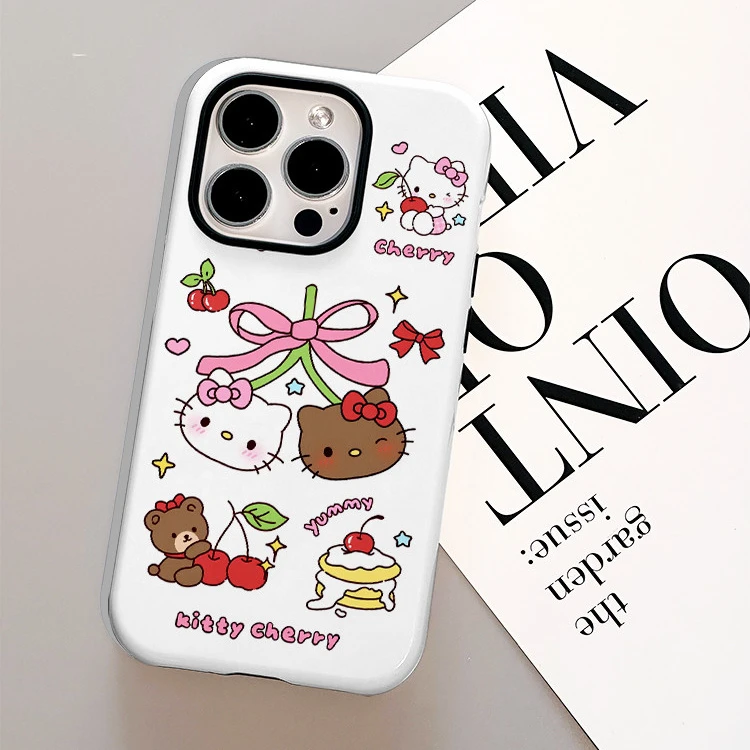 【崩崩专属B】可爱樱桃kt猫适用苹果15promax手机壳14pro二合一男女
