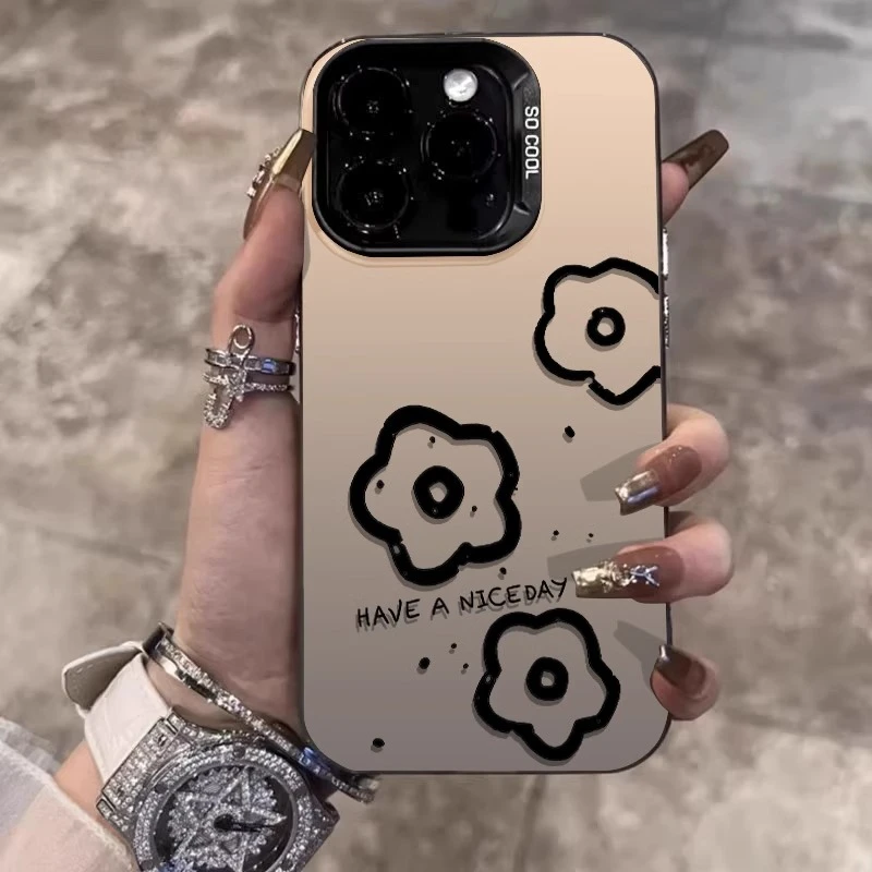 简约花朵适用苹果15promax手机壳14创意个性男女高级感华为mate60