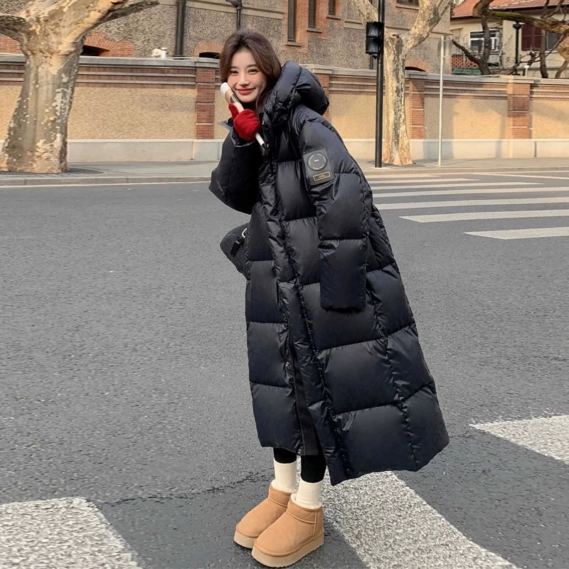 【621】黑金保暖棉服女2024年冬季新款中长款过膝棉衣宽松棉袄外套