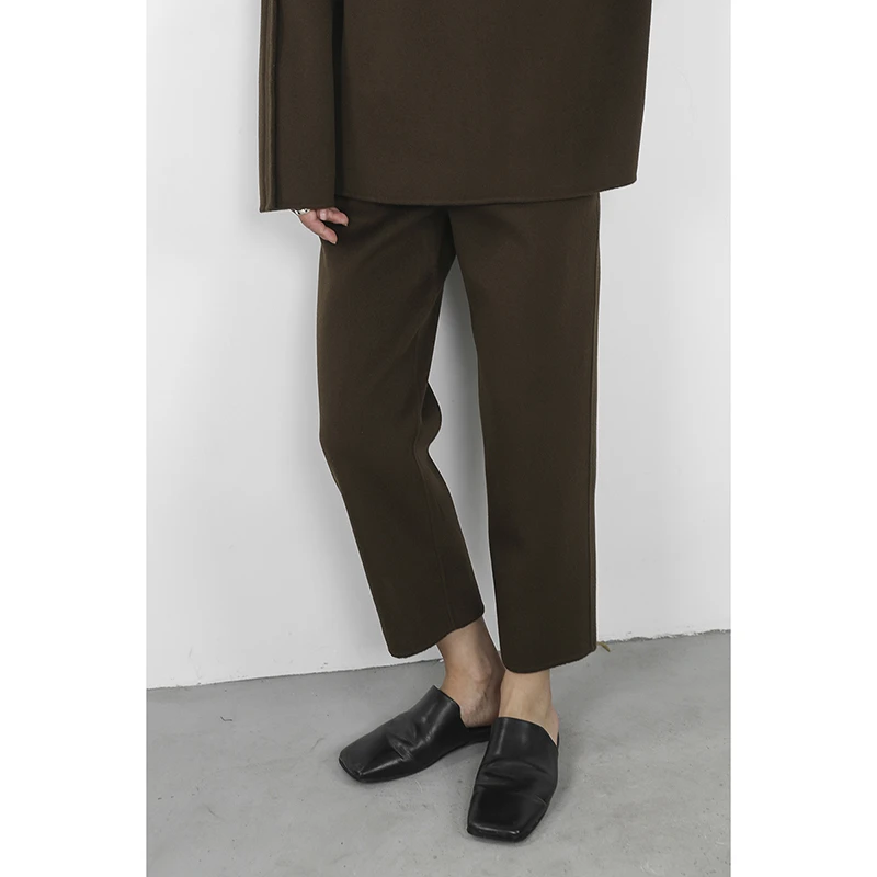 JUZININE双面呢九分裤 毛呢烟管裤