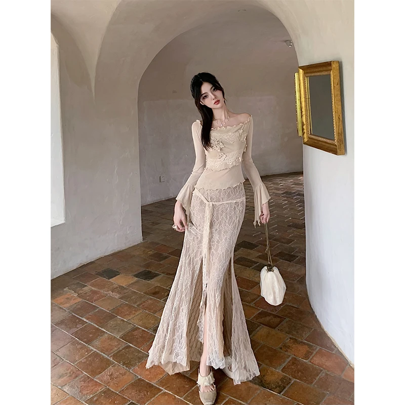 [WALKINDARK]花鸾·蕾丝半身裙送腰带