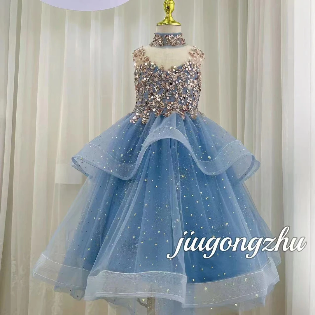 【罗兰之滨】女童公主裙高端儿童礼服主持模特走秀蓬蓬裙钢琴演出