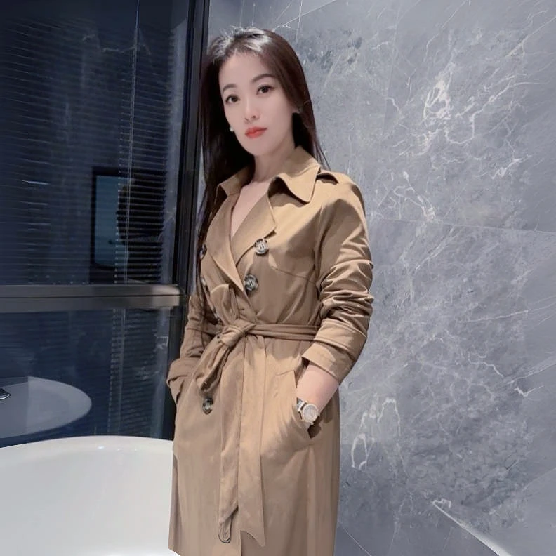 《QiNN》新款风衣春季中长款时尚穿搭设计师款麂皮绒外套女秋冬款