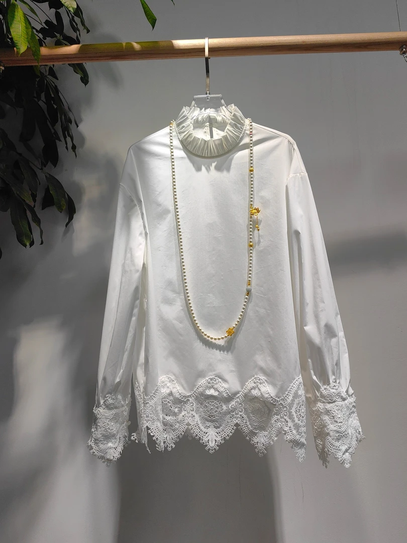 『花霜语』时尚气质百搭国风法式木耳边贵气重工上衣