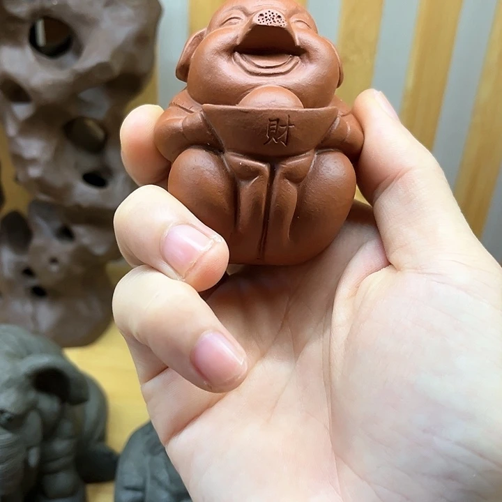 紫砂茶宠紫砂朱泥财猪茶宠