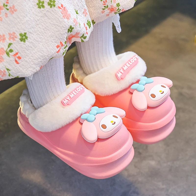 儿童棉拖鞋秋冬女童可爱室内包跟公主大耳狗防水拖鞋卡通保暖棉鞋
