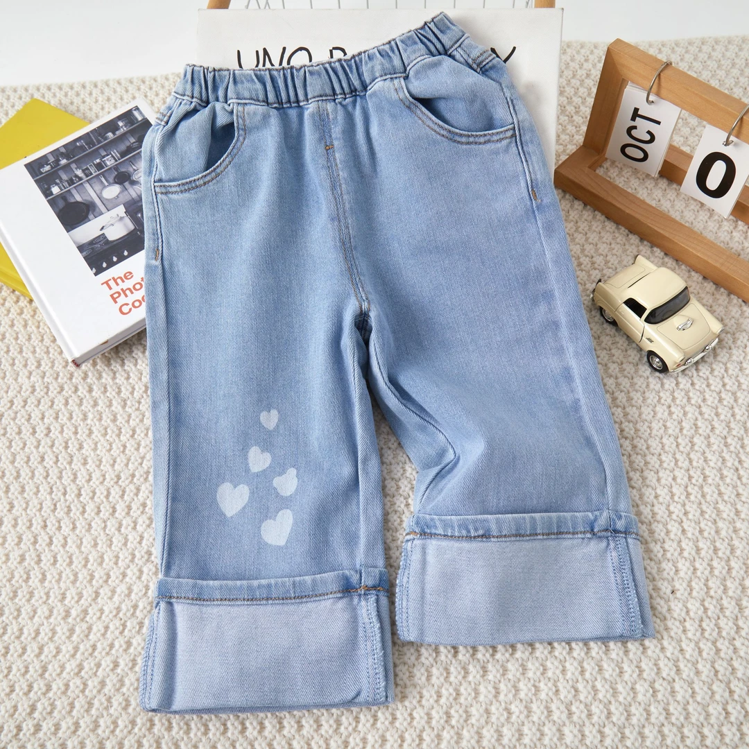 SP【0134】早秋女宝直筒休闲牛仔裤时尚潮流韩版百搭女童秋季新款