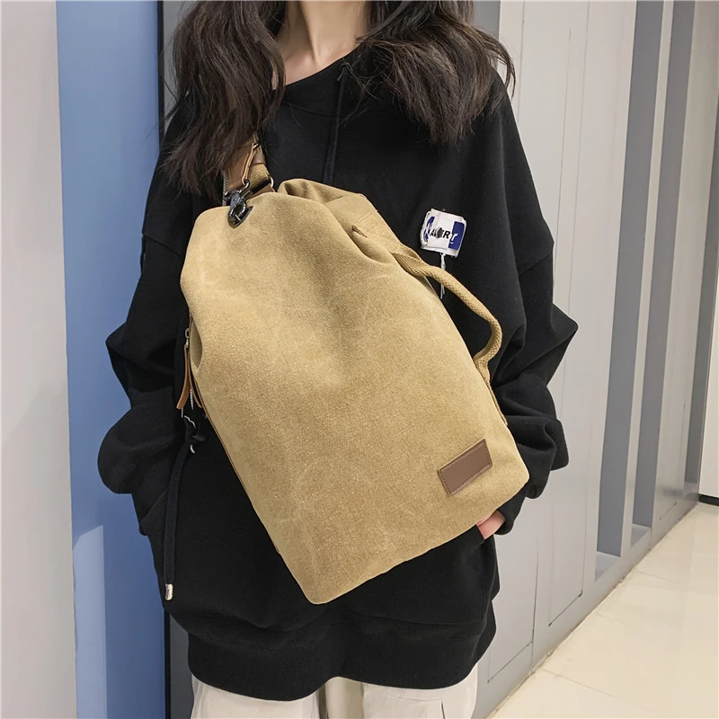 帆布包男女大容量日系复古斜挎包多功能时尚单肩包学生背包挎包