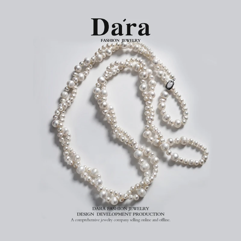 DARA/戴拉长款淡水珍珠毛衣链长珠串项链简约时尚气质全珠链颈饰