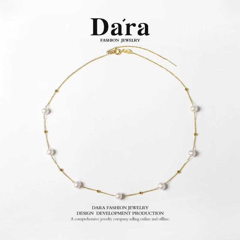 DARA/戴拉白色淡水珍珠气质时尚简约满天星气质短款锁骨链项链