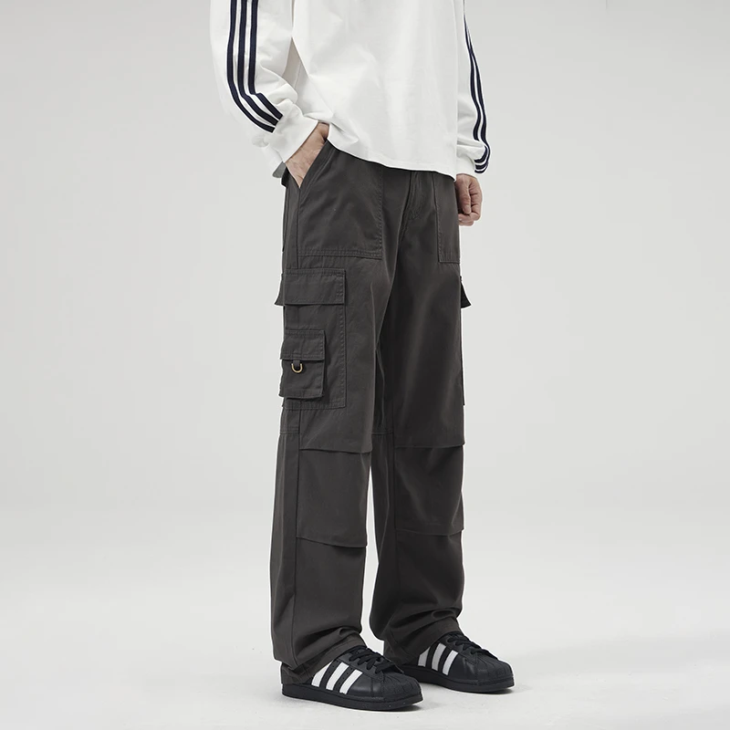 Cleanfit美式多口袋宽松直筒休闲裤男复古伞兵裤潮牌伐木工装裤男