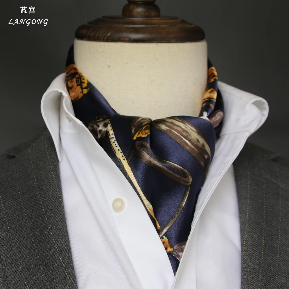 秋冬男士西装领巾韩版中老年英伦风时尚方巾装饰保暖丝巾小方巾
