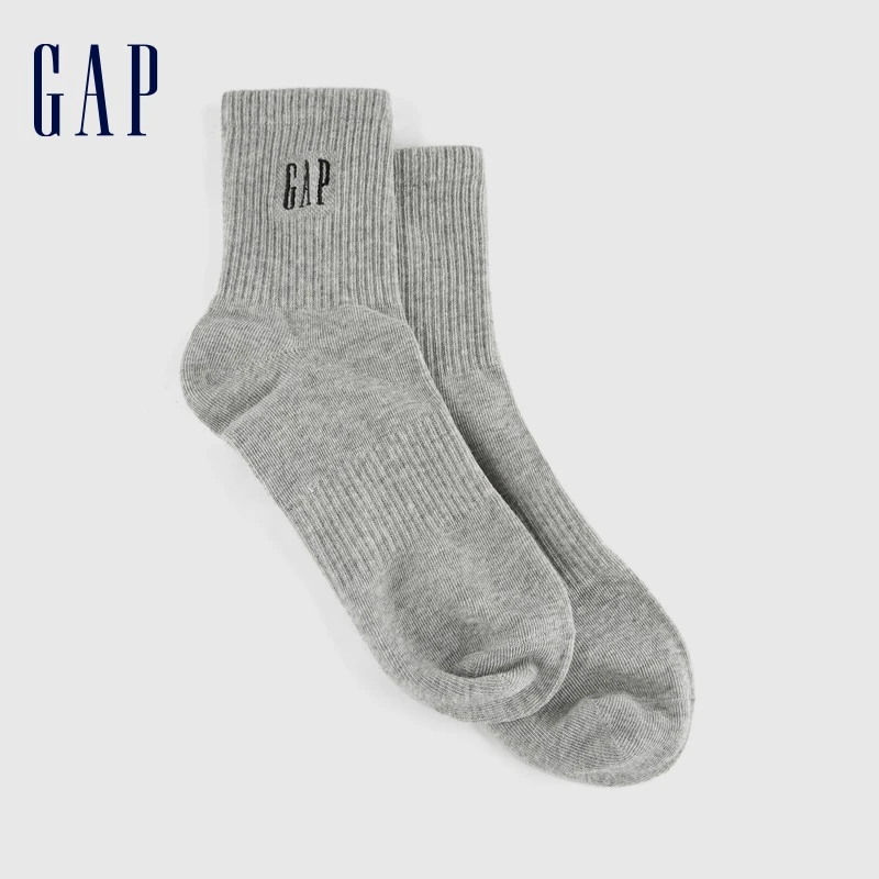 Gap2024秋季款LOGO罗纹针织休闲中筒袜837325