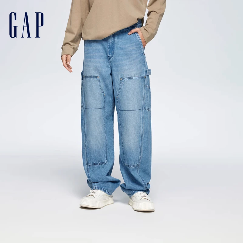 Gap男装春季2024新款纯棉廓形伐木工牛仔裤工装风宽松长裤884779