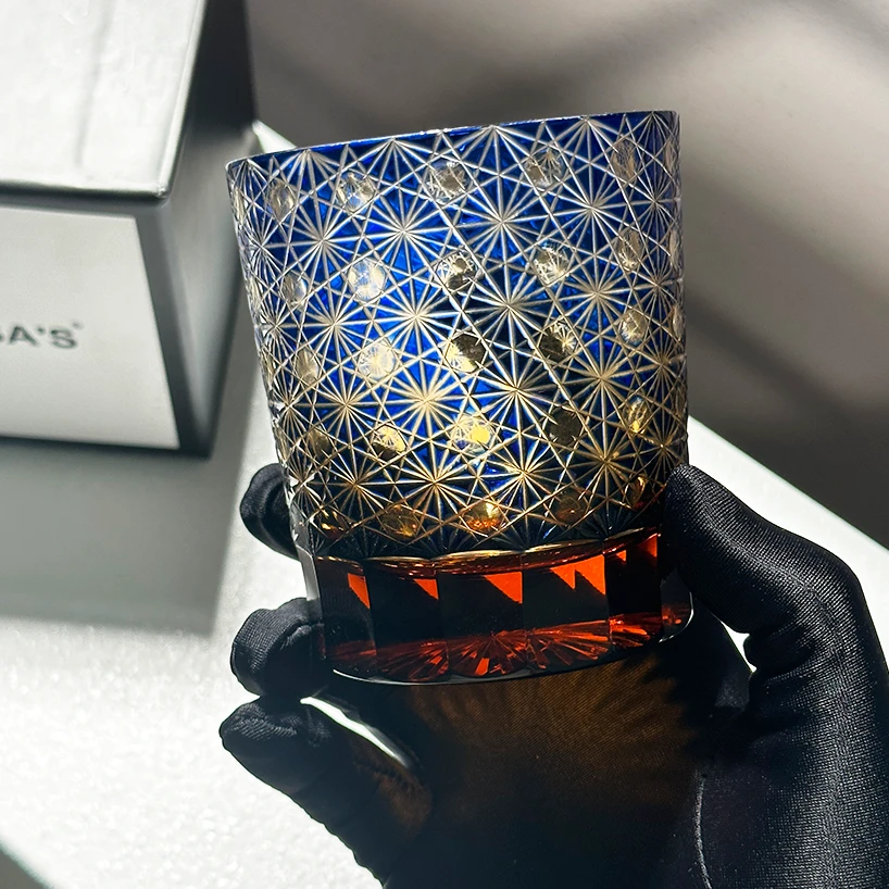 Vianasa's复古切子水晶杯玻璃杯威士忌酒杯洋酒杯职人手作雕刻