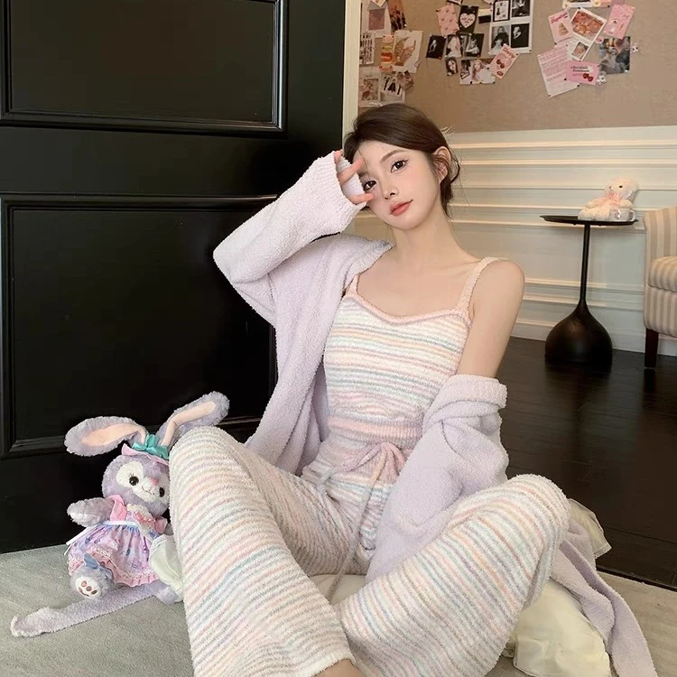 彭裳裳【彩虹甜心】睡衣女秋冬吊带睡裙爆款网红甜美时尚家居服日系