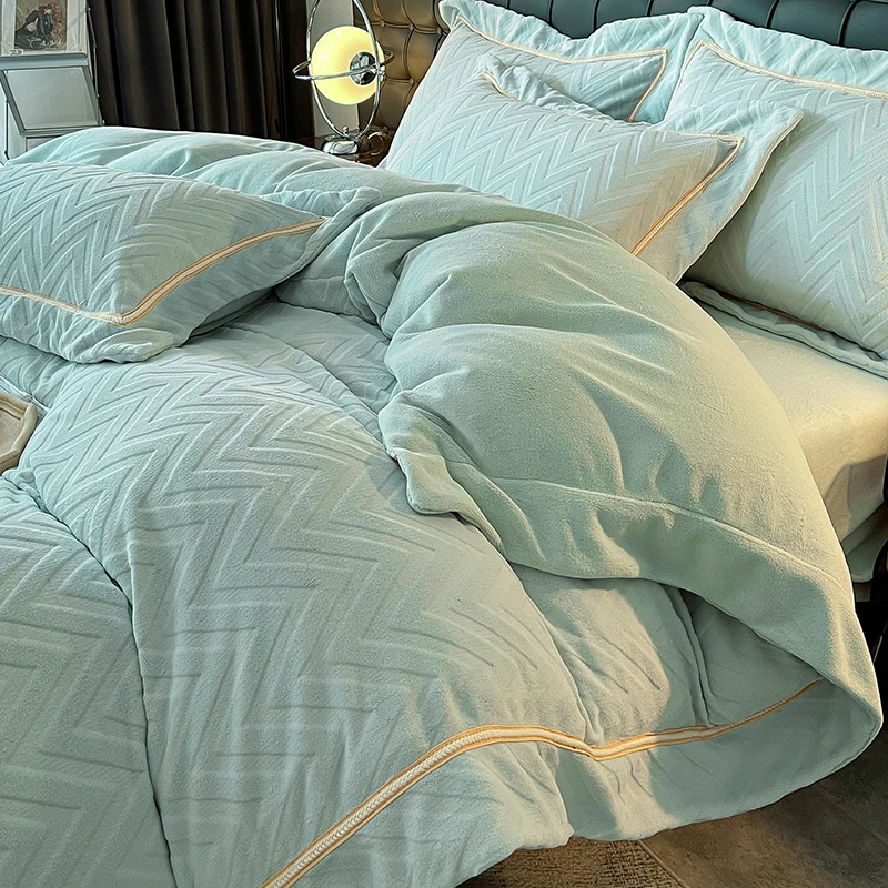 冬季轻奢加厚牛奶绒被套单件200x230加绒珊瑚法兰绒被罩冬天被单