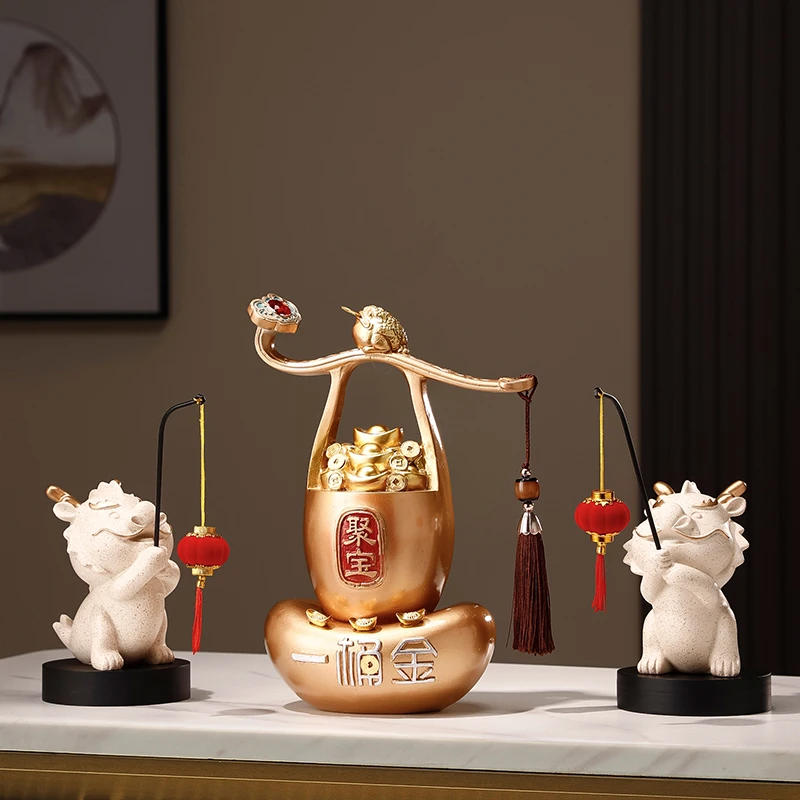一桶金摆件聚宝盆招财聚财新中式客厅家居电视柜酒柜办公室装饰品
