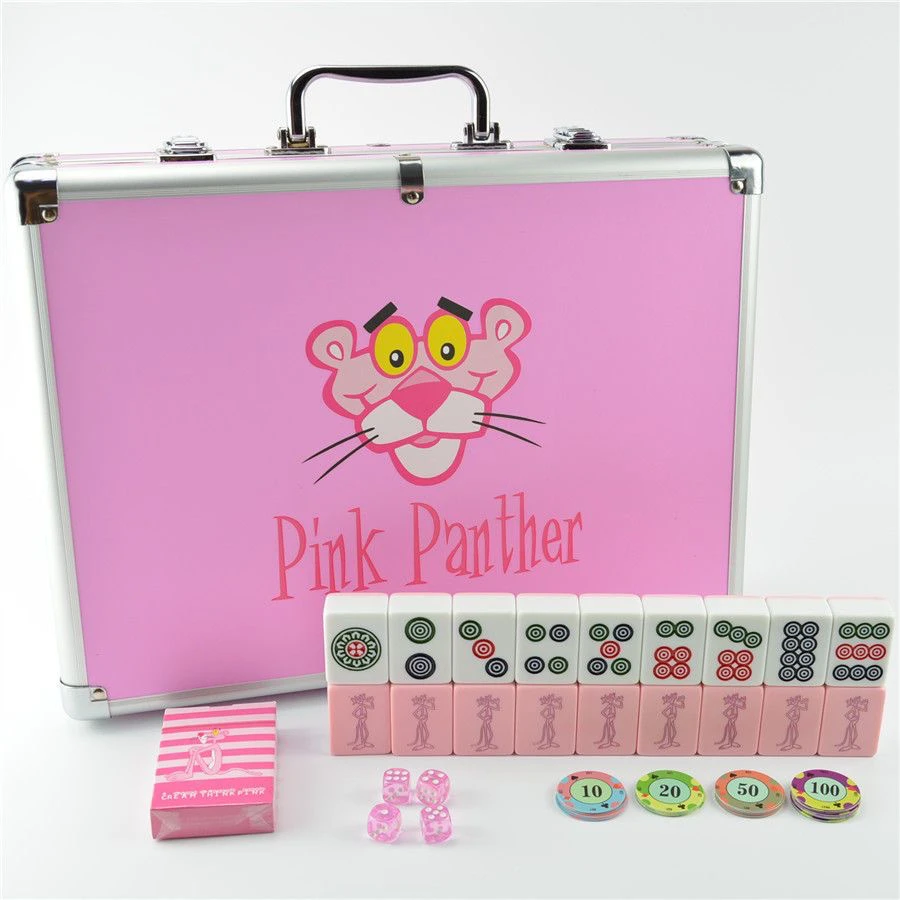 潮牌顽皮豹麻将牌家用粉色卡通手搓可爱中大号可定制DIY粉红麻将