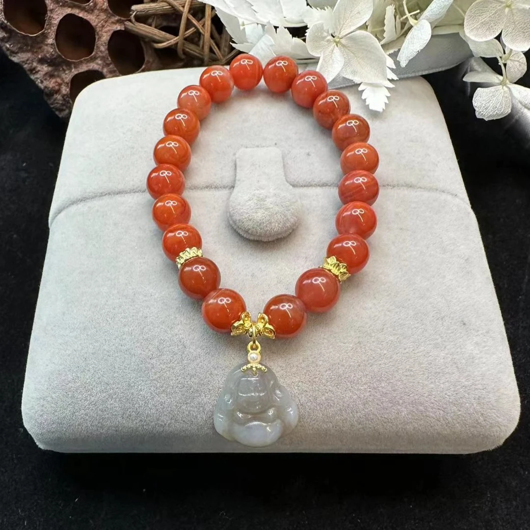 阿迷洲单圈南红小佛手串9940